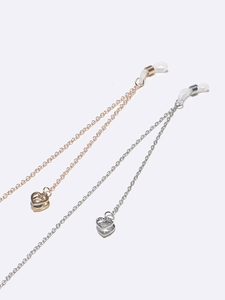 Lot de chaînes à lunettes or et argent avec pendentifs cœur en zircon et boucles