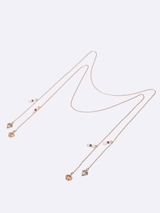 Two-piece rose gold glasses chain set with diamond and crown pendants for eyewear