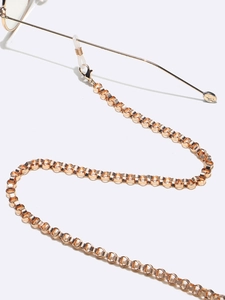 Golden metal non-slip eyewear chain with spring style links and silicone connectors