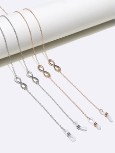 Minimalist eyewear chain set in gold and silver finish with infinity charms for glasses