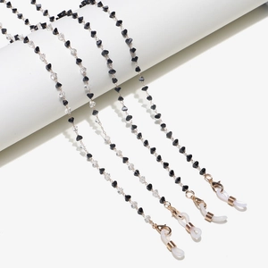 Glasses Chain Copper Metal With Crystal Beads Non-slip Eyewear Strap Holder For Sunglasses And Face Masks