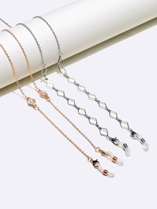 Glasses Chains Copper Metal Anti Slip Eyewear Lanyards With Artificial Pearls Rhombus Geometric Design Gold Silver Colors Elegant Style