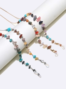 Two-piece set of eyewear chains with natural colorful stones and lobster clasps
