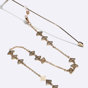 Gold Hollow Ginkgo Leaf Glasses Chain Alloy Metal Anti Slip Eyewear Lanyard Strap Decorative Sunglasses Holder Women