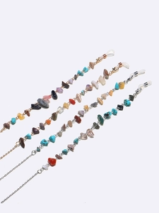 Colorful Natural Stone Chips Glasses Chain Copper Metal Anti Slip Eyeglass Lanyard Mask Strap Holder For Women