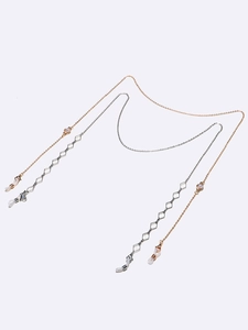 Gold pearl and silver geometric diamond glasses chains and mask lanyard set