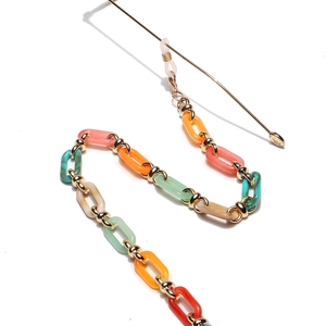 Chaîne De Lunettes En Résine Acrylique Colorée Cordon Lunettes Antidérapant Maillons Métalliques Accessoire Mode Femmes