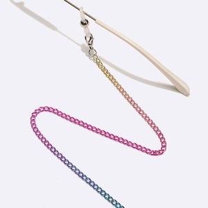 Chaîne de lunettes arc-en-ciel en métal avec boucles silicone antidérapantes sur blanc