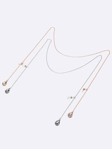 Set of gold and silver eyeglass chains with crystal teardrop pendants and rubber loops