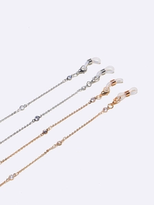 Gold and silver eyewear chains with cubic zirconia accents and lobster clasps