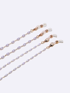 Ensemble de chaînes de lunettes en perles lavande avec fermoirs dorés
