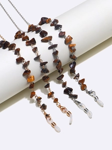 Glasses Chains Natural Tiger Eye Stone Copper Non Slip Eyewear Retainer Cord Mask Lanyard For Sunglasses Reading Glasses