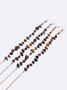 Golden and silver tiger eye stone glasses chains and mask lanyards set of four