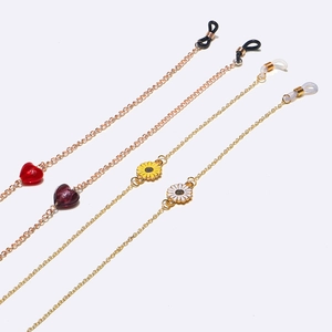 Anti Slip Glasses Chains Copper Metal Enamel Heart Daisy Charms Eyewear Straps Necklaces Holders For Women