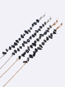 Set de chaînes de lunettes en pierre naturelle noire dorée et argentée avec boucles