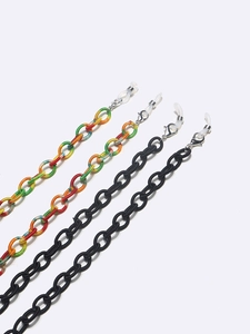 Adjustable anti-slip eyewear lanyards set with rainbow cords and black acrylic chains