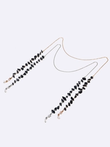 Lot de chaînes à lunettes dorées et argentées avec pierres noires et boucles antidérapantes