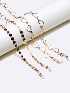 Golden Copper Glasses Chains Heart And Round Disc Design Anti Slip Silicone Loops Fashion Eyewear Neck Cord