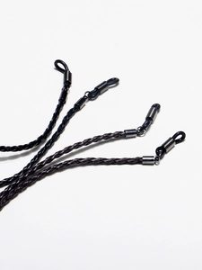 Braided leather glasses chain set in black and brown with adjustable rubber loops