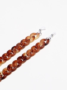 Minimalist amber resin eyeglass chain with tortoiseshell acrylic links and silicone loops