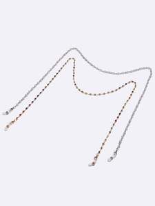 Two-piece set of gold glasses chains with white pearls and multicolored stones