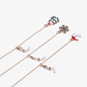 Lot de 3 chaînes de lunettes de Noël en cuivre avec pendentifs Père Noël et flocons