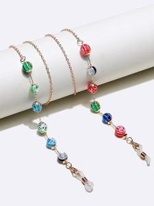 Perles colorées de 10mm sur chaîne dorée pour lunettes ou cordon de masque