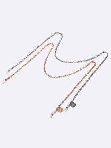 Detail of copper gold and silver glasses chains with tree of life charms and silicone loops