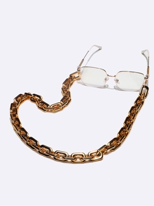 Rectangle chunky gold CCB chain glasses holder necklace on silver frame glasses