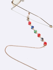 Chaîne De Lunettes Cordon Perles Colorées Alliage Métallique Sangle Antidérapante Pour Lunettes Masque Accessoire Mode Femme
