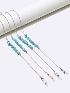 Two-piece eyeglass chains set in gold and silver finish with turquoise stone beads