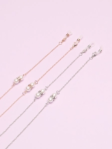 Elegant Copper Glasses Chains With Faux Artificial Pearl And Rhinestone Anti Slip Beaded Eyewear Straps For Women