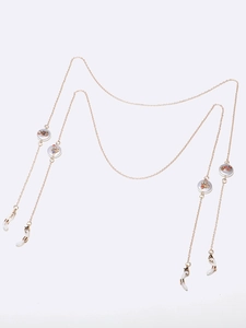 Gold glasses chains set with bee charm pendants and white round crystal accents