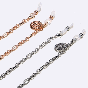 Set of two tree of life eyeglass chains in silver and rose gold with non-slip loops