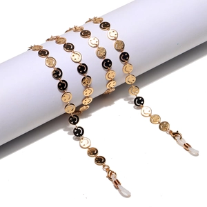 Smile Gesicht Metall Brillenkette Rutschfest Brillenband Vergoldet Sonnenbrillenkette Halskette Mit Silikonschlaufen