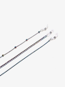 Set di 3 catenelle per occhiali arcobaleno con perline colorate e maglie in metallo