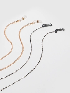 Two-piece eyeglass chain set featuring gold and black metal links with silicone loops
