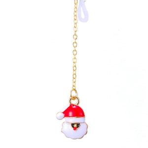 Chaîne de lunettes antidérapante dorée avec pendentif Père Noël festif et boucles silicone
