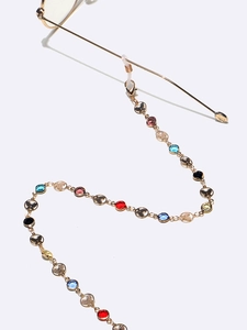Golden butterfly glasses chain with colorful stones and adjustable silicone loops