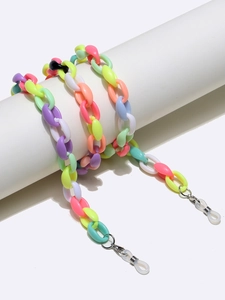 Colorful oval acrylic chain for glasses and masks with candy-colored links and lobster clasp