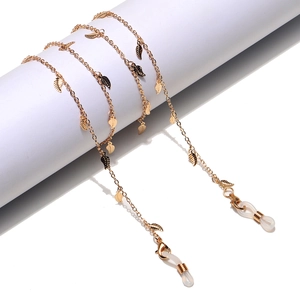 Glasses Chain For Women Fashion Metal Alloy Gold Leaf Charms Anti-Slip Eyewear Strap Holder Neck Cord Accessory