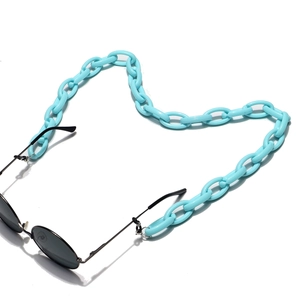 Light blue acrylic thick link eyewear chain with non-slip rings on white background