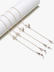 Lot de deux chaînes à lunettes dorées avec breloques hirondelles et perles étoiles