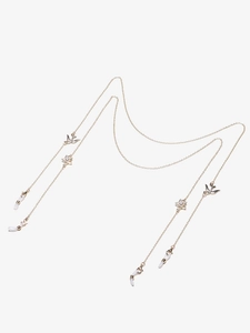 Chaînes de lunettes dorées en cuivre avec motifs d'hirondelles et étoiles perles