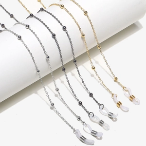 Lot de 3 chaînes de lunettes en métal perlé coloris or, argent et noir avec boucles antidérapantes