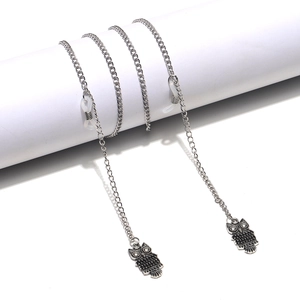 Glasses Chain Silver Metal Anti Slip Strap With Owl Pendant Retro Eyewear Holder For Sunglasses And Reading Glasses