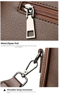 Detail of silver hardware and lychee grain brown leather with multi-layer plating