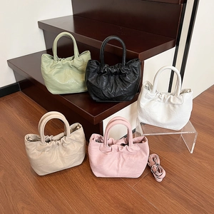 Fashionable pleated cloud bags in five colors with soft leather and adjustable straps