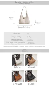 Detailed spec sheet for woven tote bag showing dimensions 34x36x10cm and color options