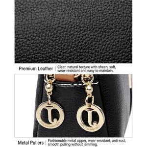 Black lychee texture leather shell bag with luxury gold zipper pull and logo engraving